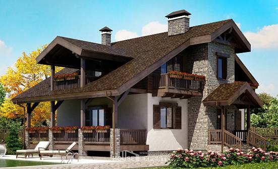 150-004-Л Проект двухэтажного дома мансардой, красивый коттедж из бризолита Светогорск | Проекты домов от House Expert