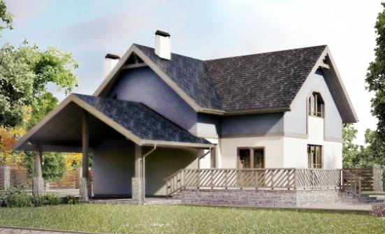 150-011-П Проект двухэтажного дома мансардой и гаражом, недорогой домик из арболита Лодейное Поле | Проекты домов от House Expert