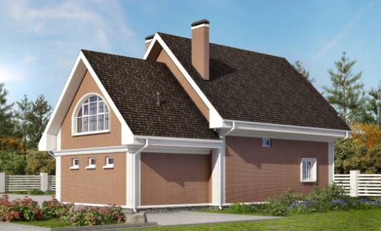 185-003-П Проект двухэтажного дома с мансардой и гаражом, средний дом из газобетона Сланцы | Проекты домов от House Expert