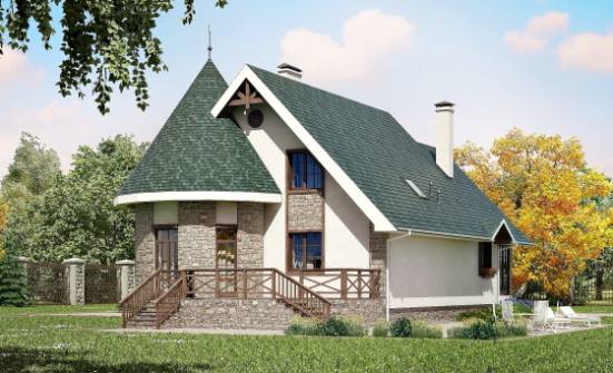 170-003-Л Проект двухэтажного дома с мансардой, классический домик из твинблока СПб | Проекты домов от House Expert