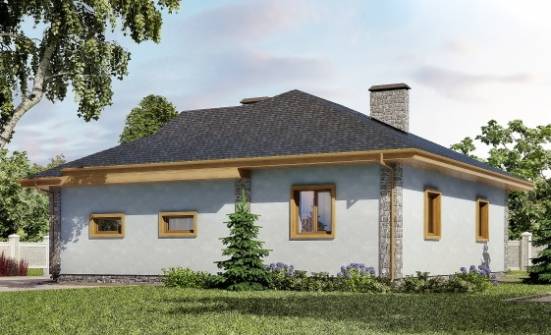 130-006-П Проект одноэтажного дома и гаражом, уютный коттедж из теплоблока Ивангород | Проекты домов от House Expert