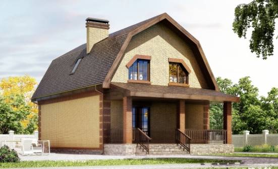 130-005-Л Проект двухэтажного дома с мансардой, уютный домик из твинблока Всеволожск | Проекты домов от House Expert