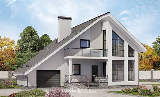 200-007-Л Проект двухэтажного дома с мансардой, гараж, красивый коттедж из газосиликатных блоков Шлиссельбург | Проекты домов от House Expert