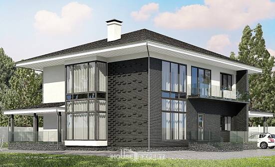 245-002-П Проект двухэтажного дома, гараж, средний домик из теплоблока Выборг | Проекты домов от House Expert