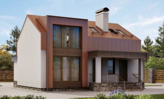 120-004-Л Проект двухэтажного дома мансардный этаж, недорогой дом из твинблока Кириши | Проекты домов от House Expert