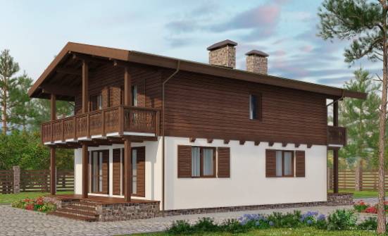 150-016-Л Проект двухэтажного дома мансардой, простой коттедж из бризолита Тихвин | Проекты домов от House Expert