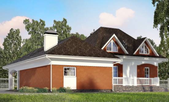 180-007-П Проект двухэтажного дома с мансардой и гаражом, классический коттедж из теплоблока Сланцы | Проекты домов от House Expert