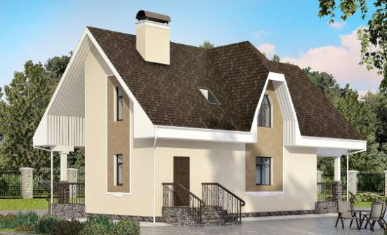 125-001-Л Проект двухэтажного дома с мансардой, доступный дом из блока Волосово | Проекты домов от House Expert
