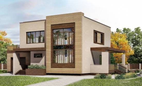 220-003-Л Проект двухэтажного дома и гаражом, классический домик из газобетона СПб | Проекты домов от House Expert