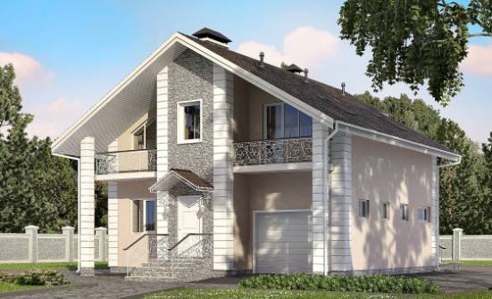 150-002-П Проект двухэтажного дома с мансардным этажом и гаражом, уютный домик из твинблока Подпорожье | Проекты домов от House Expert
