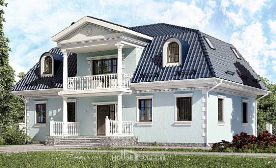 210-004-Л Проект двухэтажного дома с мансардой, просторный загородный дом из газосиликатных блоков Сертолово | Проекты домов от House Expert