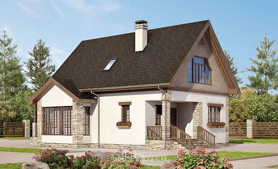 140-002-Л Проект двухэтажного дома мансардой, доступный дом из керамзитобетонных блоков Бокситогорск | Проекты домов от House Expert