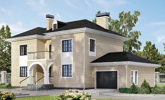180-006-П Проект двухэтажного дома, гараж, классический домик из кирпича Подпорожье | Проекты домов от House Expert