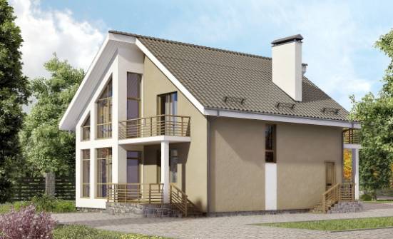 170-006-Л Проект двухэтажного дома мансардный этаж, небольшой загородный дом из теплоблока Бокситогорск | Проекты домов от House Expert