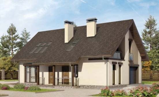185-005-Л Проект двухэтажного дома мансардой и гаражом, уютный дом из бризолита Кингисепп | Проекты домов от House Expert