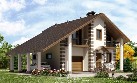 150-003-Л Проект двухэтажного дома с мансардой, гараж, экономичный коттедж из дерева Ивангород | Проекты домов от House Expert