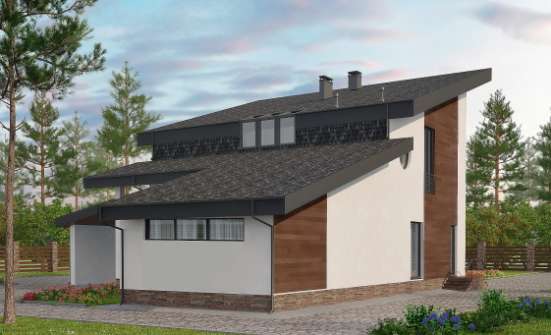 230-001-П Проект двухэтажного дома мансардой, простой домик из кирпича Гатчина | Проекты домов от House Expert