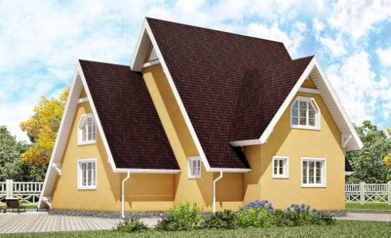 155-008-П Проект двухэтажного дома мансардой, компактный загородный дом из дерева Всеволожск | Проекты домов от House Expert