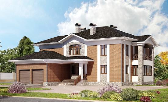 520-002-Л Проект трехэтажного дома и гаражом, классический загородный дом из блока Ивангород | Проекты домов от House Expert