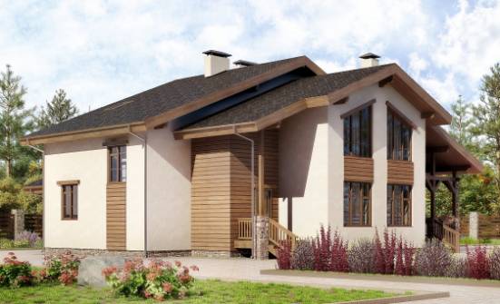 240-003-П Проект двухэтажного дома с мансардой, классический коттедж из кирпича Сертолово | Проекты домов от House Expert
