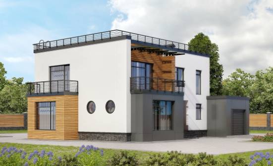 260-002-П Проект двухэтажного дома, гараж, современный дом из блока Кировск | Проекты домов от House Expert