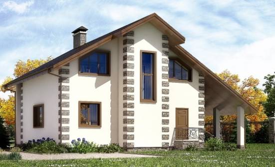 150-003-Л Проект двухэтажного дома с мансардой, гараж, экономичный коттедж из дерева Ивангород | Проекты домов от House Expert