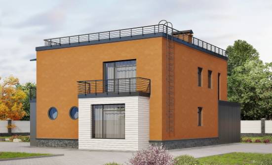 260-002-Л Проект двухэтажного дома и гаражом, современный коттедж из бризолита Всеволожск | Проекты домов от House Expert