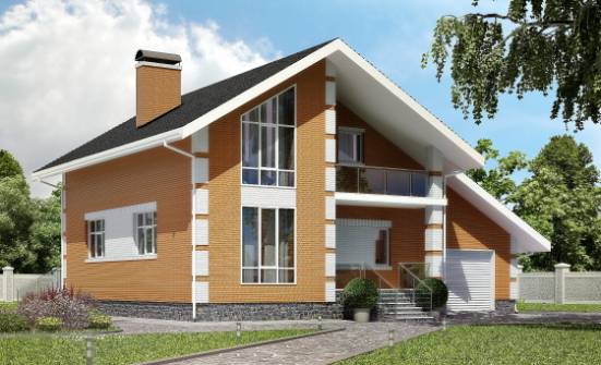 190-006-П Проект двухэтажного дома с мансардой и гаражом, просторный загородный дом из теплоблока Кириши | Проекты домов от House Expert