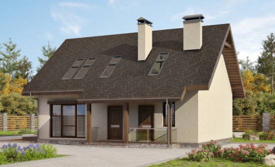 155-012-Л Проект двухэтажного дома с мансардой, скромный загородный дом из газобетона Приозерск | Проекты домов от House Expert