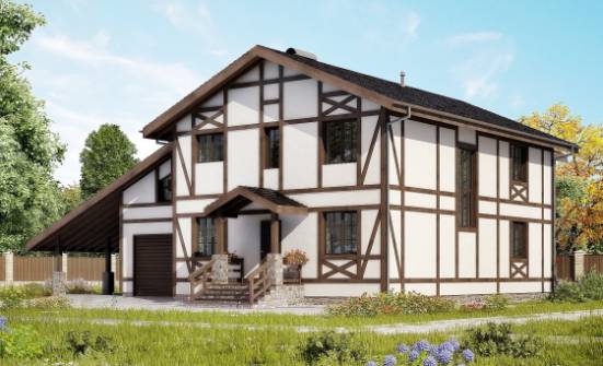 250-002-Л Проект двухэтажного дома мансардой, гараж, уютный домик из кирпича Приозерск | Проекты домов от House Expert