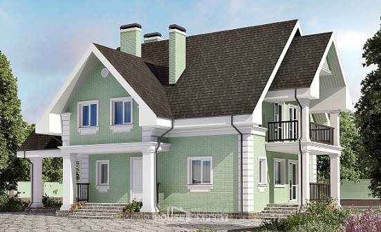 140-003-Л Проект двухэтажного дома с мансардой, гараж, бюджетный загородный дом из арболита Сертолово | Проекты домов от House Expert