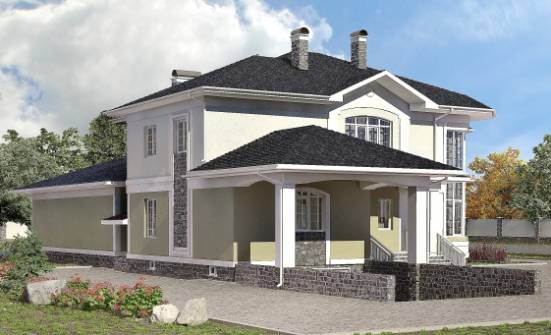 620-001-Л Проект трехэтажного дома и гаражом, классический дом из пеноблока Светогорск | Проекты домов от House Expert