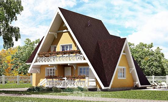 155-008-П Проект двухэтажного дома мансардой, компактный загородный дом из дерева Всеволожск | Проекты домов от House Expert