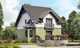 120-003-П Проект двухэтажного дома с мансардой, бюджетный коттедж из газосиликатных блоков Лодейное Поле, House Expert