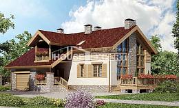 165-002-П Проект двухэтажного дома мансардой и гаражом, простой дом из блока СПб, House Expert