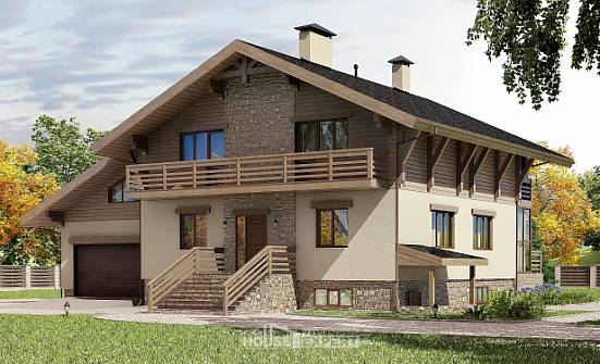 420-001-Л Проект трехэтажного дома мансардный этаж и гаражом, классический домик из кирпича Кириши | Проекты домов от House Expert