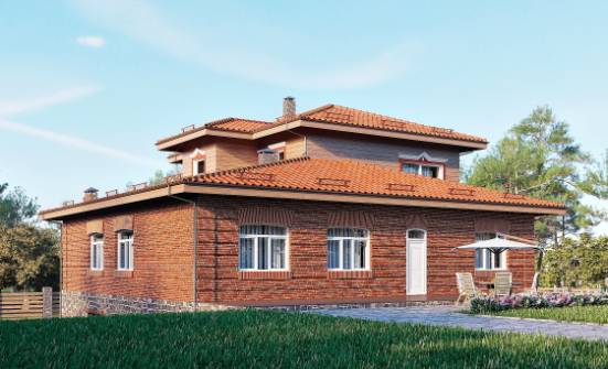 380-002-Л Проект трехэтажного дома и гаражом, просторный загородный дом из кирпича Шлиссельбург | Проекты домов от House Expert