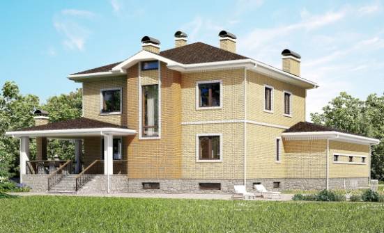 350-002-Л Проект трехэтажного дома и гаражом, классический коттедж из кирпича, Шлиссельбург