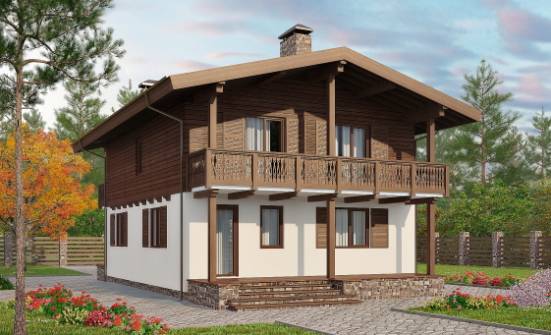 150-016-Л Проект двухэтажного дома мансардой, простой коттедж из бризолита Тихвин | Проекты домов от House Expert