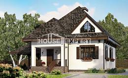 110-002-Л Проект двухэтажного дома с мансардным этажом и гаражом, классический домик из бризолита Шлиссельбург, House Expert