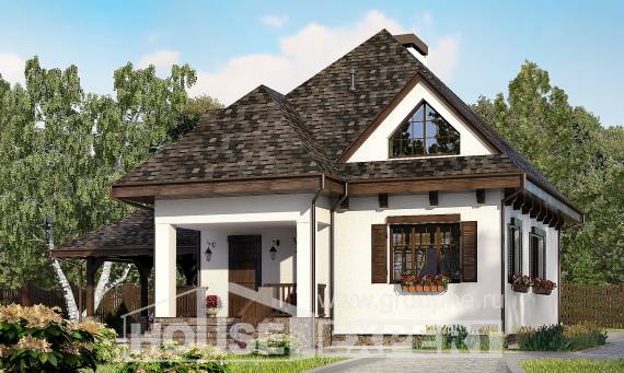 110-002-Л Проект двухэтажного дома с мансардным этажом и гаражом, классический домик из бризолита Шлиссельбург, House Expert