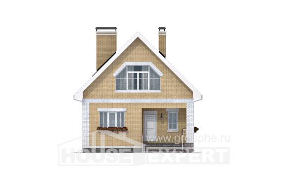 130-004-П Проект двухэтажного дома с мансардой, уютный дом из поризованных блоков Гатчина, House Expert