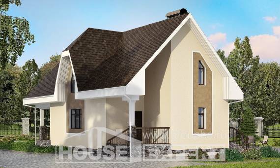 125-001-Л Проект двухэтажного дома мансардой, небольшой загородный дом из теплоблока Волхов, House Expert