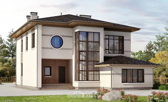 345-001-П Проект двухэтажного дома, красивый загородный дом из газосиликатных блоков, Гатчина
