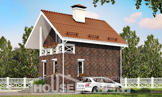 045-001-Л Проект двухэтажного дома с мансардным этажом, миниатюрный загородный дом из теплоблока, Луга