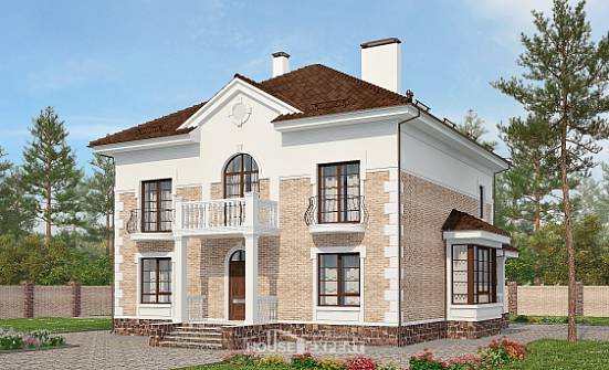 220-008-П Проект двухэтажного дома, просторный коттедж из кирпича, Бокситогорск