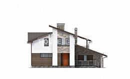 200-010-П Проект двухэтажного дома мансардой, гараж, средний домик из блока, Кириши