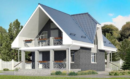 125-002-Л Проект двухэтажного дома с мансардой, гараж, красивый дом из поризованных блоков Волосово | Проекты домов от House Expert