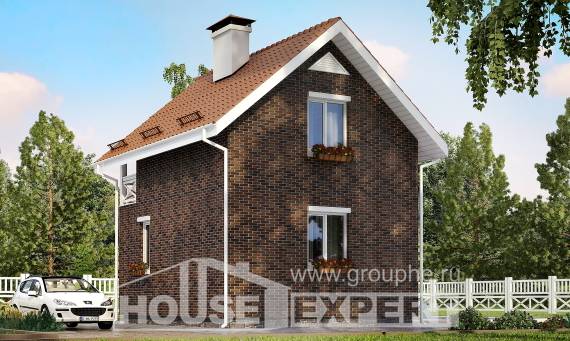 045-001-Л Проект двухэтажного дома с мансардой, доступный коттедж из поризованных блоков Волосово, House Expert