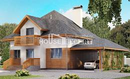 155-004-П Проект двухэтажного дома с мансардой и гаражом, простой домик из твинблока, Гатчина